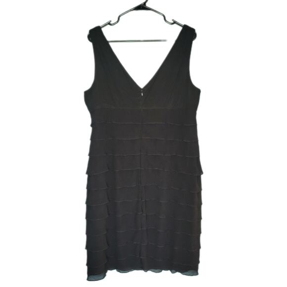Jones New York Black Ruffle Tiered Chiffon Formal Sheath Dress Sz 16 - Picture 3 of 10